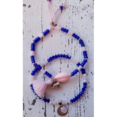 armbanden setje in kobalt blauw met zacht roze armbanden setje in kobalt blauw met zacht roze